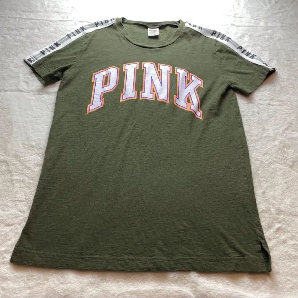 Victoria’s Secret Pink Dark Green Graphic T-Shirt Size XS